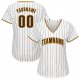 Youth Custom White Brown Pinstripe Brown-Gold Baseball Jersey