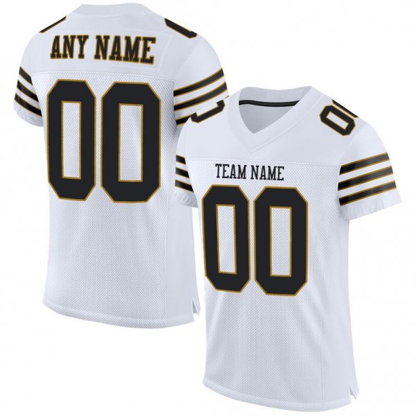 Women's Custom White Black-Old Gold Mesh Authentic Football Jersey