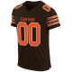 Women's Custom Brown Orange-White Mesh Authentic Football Jersey