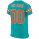 Men's Custom Aqua Orange-White Mesh Authentic Football Jersey