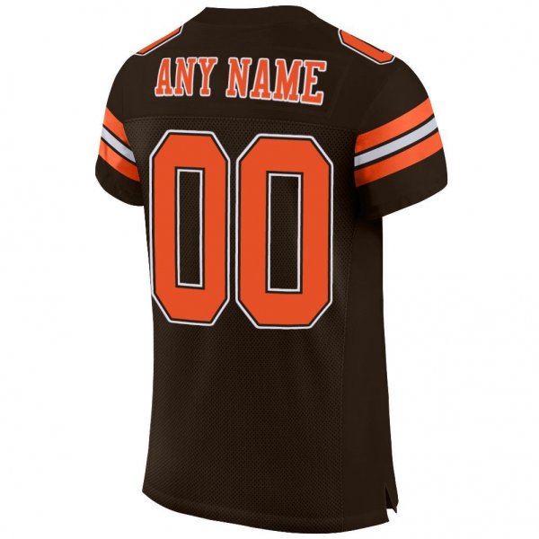 Women's Custom Brown Orange-White Mesh Authentic Football Jersey