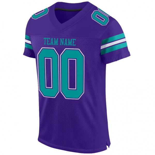 Men's Custom Purple Aqua-White Mesh Authentic Football Jersey