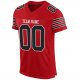 Kid's Custom Red Black-White Mesh Authentic Football Jersey