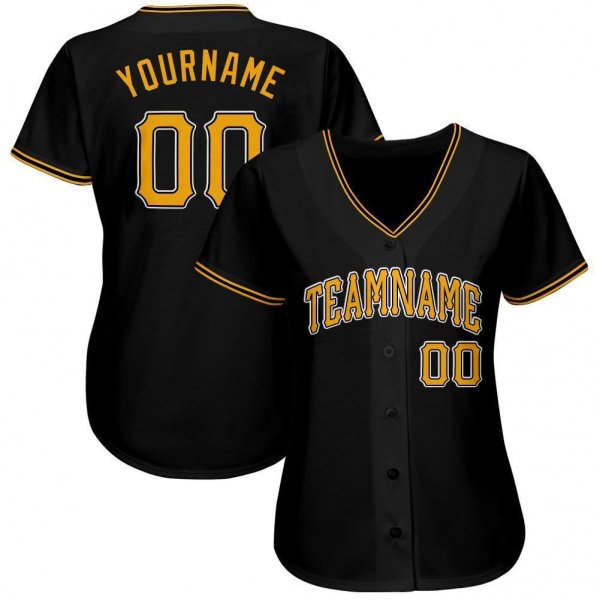 Men's Custom Black Gold-White Baseball Jersey